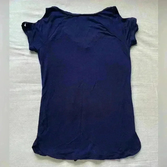 Navy Blue Cold Shoulder T-Shirt - Picture 2 of 3